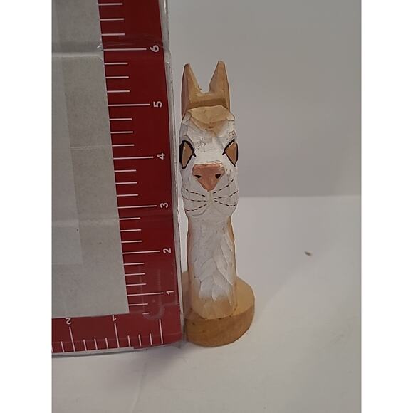 Peepers Eyeglass Holder Cat Kitty Kitten Orange Tabby Wood Hand Carved - Picture 5 of 10
